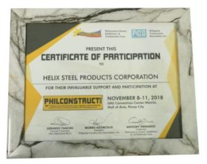 Certificate of Participation PhilConstruct Nov 2018