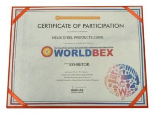 Certificate of Participation WorldBex